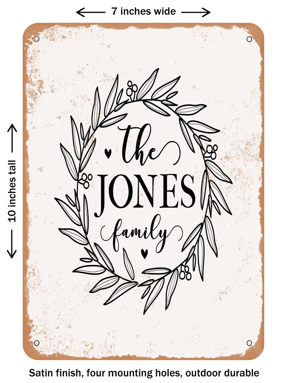 DECORATIVE METAL SIGN - the Jones Family - Vintage Rusty Look